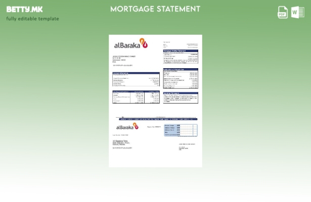 модерен стил Пакистанска изјава за хипотека Ал Барака во шаблон за формати Word 